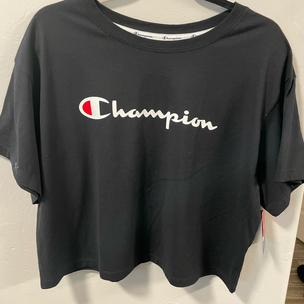 Champion Women's Black Tee with Logo